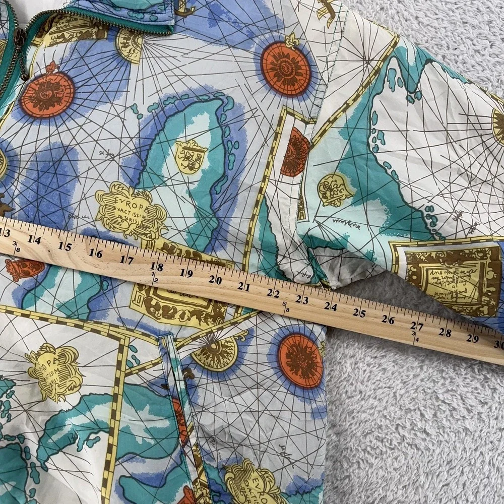 Vintage EVR Map Print Windbreaker Jacket Mens Large Full Zip 90s Retro‎